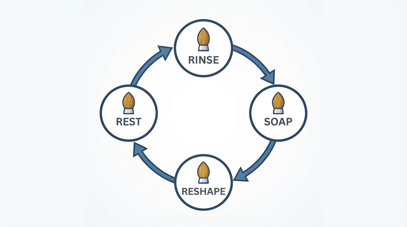 Workflow diagram for kolinsky sable brushes.