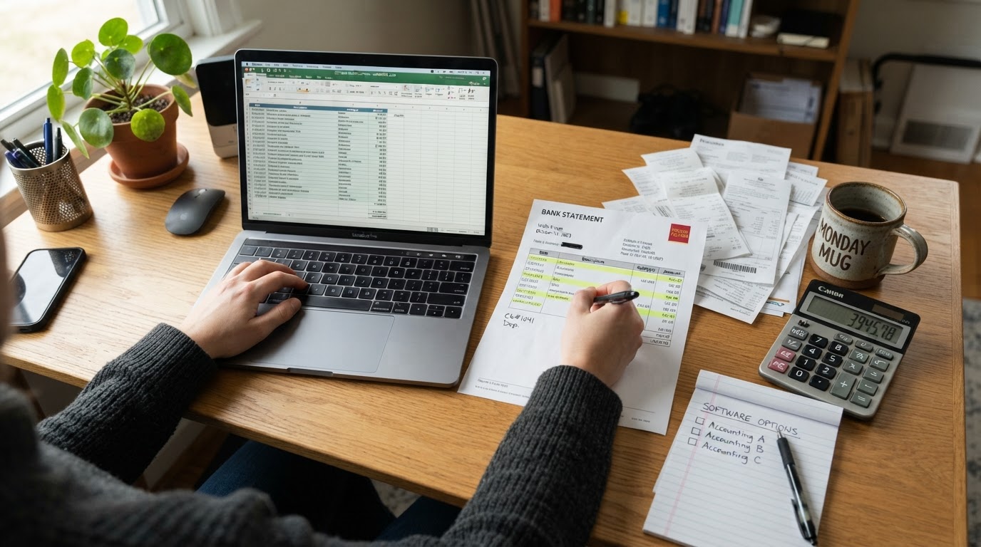 Editorial illustration for small business cloud accounting software.